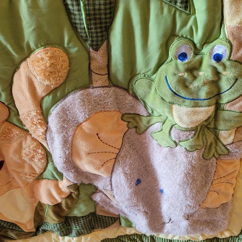 NOJO Jungle Babies Safari Animals Comforter Quilt Plush Crib Blanket Size 35x42